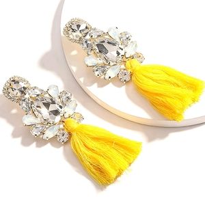 💎3/$30- YELLOW Diamond Tassel Statement Ear
